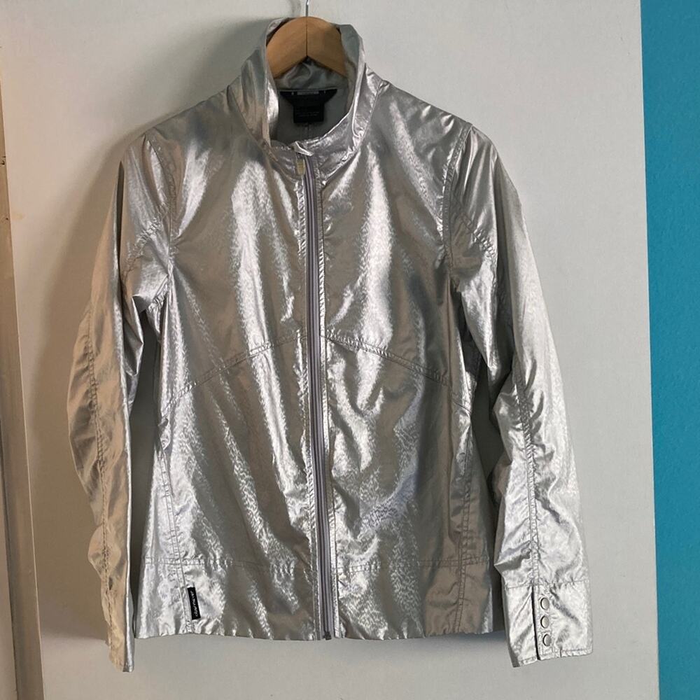 Obermeyer Ladies Size S Zip Front Tempest Windshirt Silver Lightweight Jacket